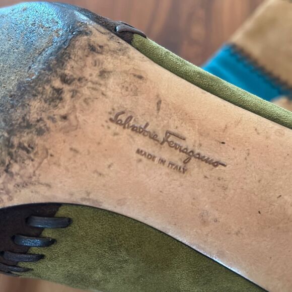 Salvador Ferragamo multicolor suede boots 7.5 - Picture 4 of 9